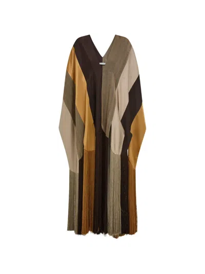 Ferragamo Poncho Patchwork Brun In Brown