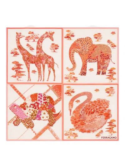 Ferragamo Patchwork-print Silk Bandana In Pink