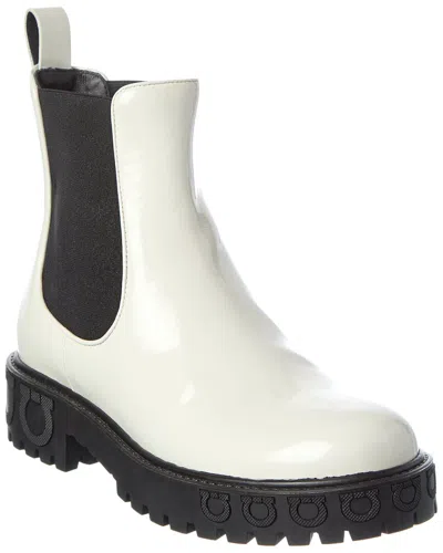 Ferragamo Varsi Patent Boot In White