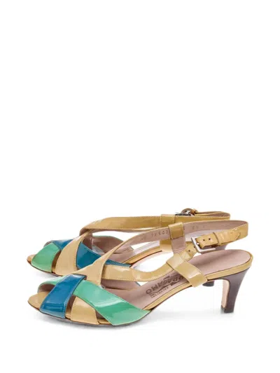 Pre-owned Ferragamo Patent Calf Leather Sandals In Neutral
