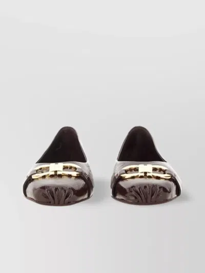 Ferragamo Patent Flat Sole Ballerina Round Toe