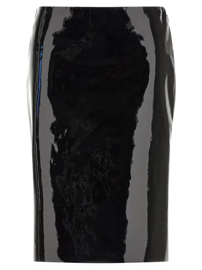 Ferragamo Patent Lambskin Pencil Skirt In Black
