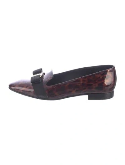 Pre-owned Ferragamo Patent Leather Animal Print Loafers In Multicolor