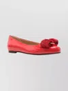 Ferragamo Patent Leather Ballerina Flats Bow Accent In Red