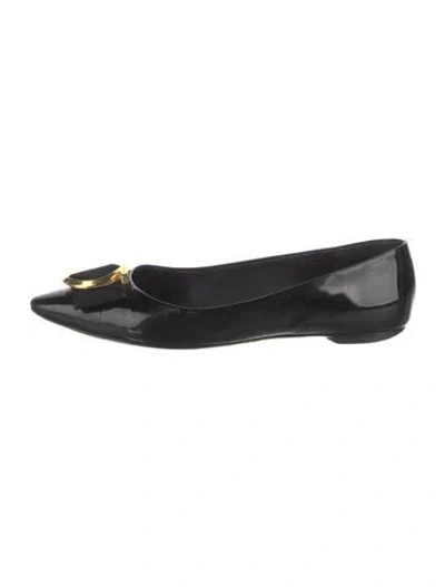 Pre-owned Ferragamo Patent Leather Ballet Flats In Black