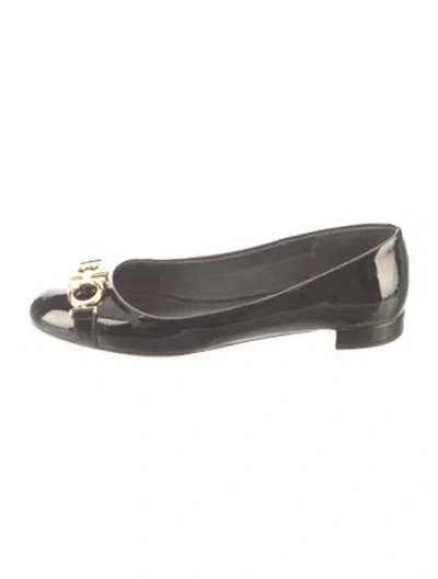 Pre-owned Ferragamo Patent Leather Ballet Flats In Black
