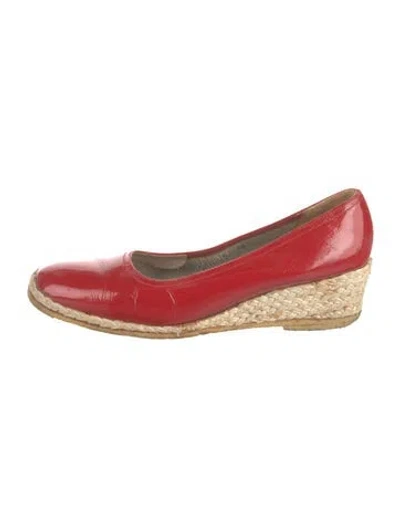 Pre-owned Ferragamo Patent Leather Ballet Flats In Red
