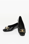 Ferragamo Patent Leather Ballet Flats With Front Morset In Black