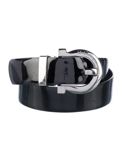 Pre-owned Ferragamo Patent Leather Belt In Black