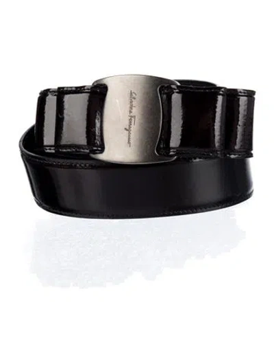Pre-owned Ferragamo Patent Leather Belt In Black