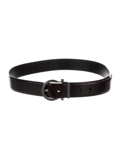 Pre-owned Ferragamo Patent Leather Belt In Burgundy