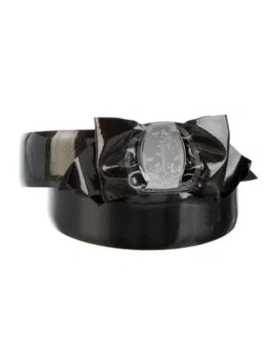 Pre-owned Ferragamo Patent Leather Belt In Green