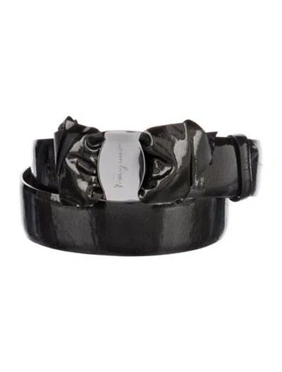 Pre-owned Ferragamo Patent Leather Belt In Green