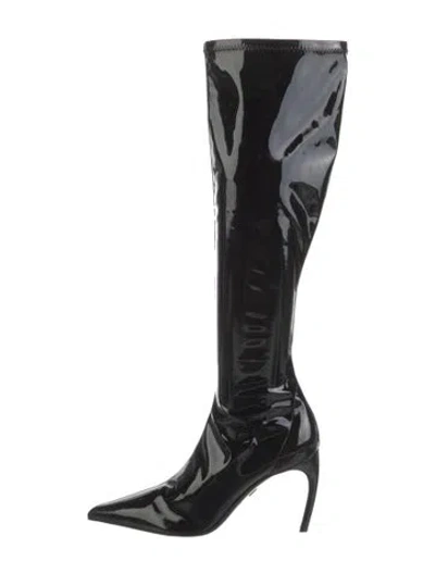 Pre-owned Ferragamo Patent Leather Boots In Black