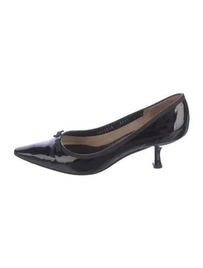 Pre-owned Ferragamo Patent Leather Bow Accents Pumps In Blue