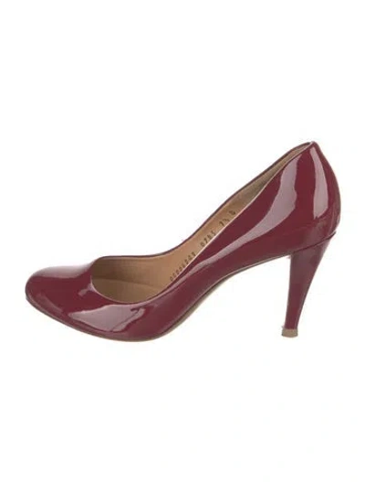 Pre-owned Ferragamo Patent Leather Bow Accents Pumps In Red