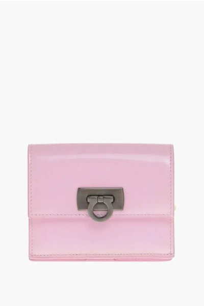 Ferragamo Patent Leather Bubble Gum Card Holder In Pink