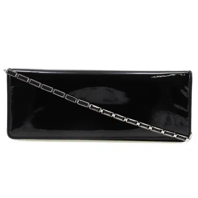 Pre-owned Ferragamo Patent Leather Clutch Bag () In Black
