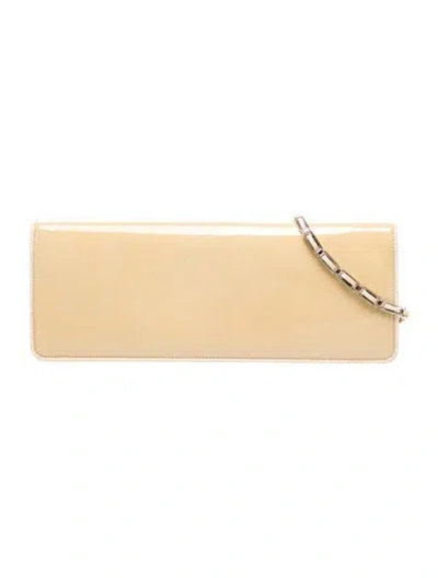 Pre-owned Ferragamo Patent Leather Clutch In Neutrals