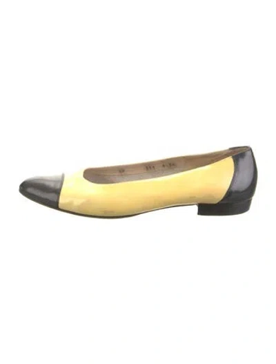 Pre-owned Ferragamo Patent Leather Colorblock Pattern Ballet Flats In Neutral