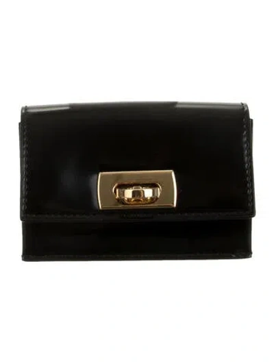 Pre-owned Ferragamo Patent Leather Compact Wallet In Black