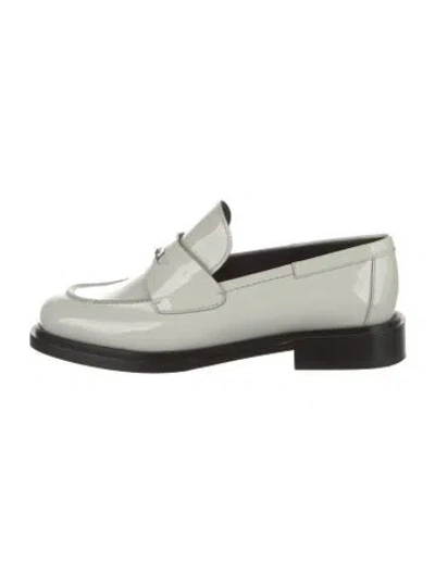 Pre-owned Ferragamo Patent Leather Cutout Accent Loafers In White