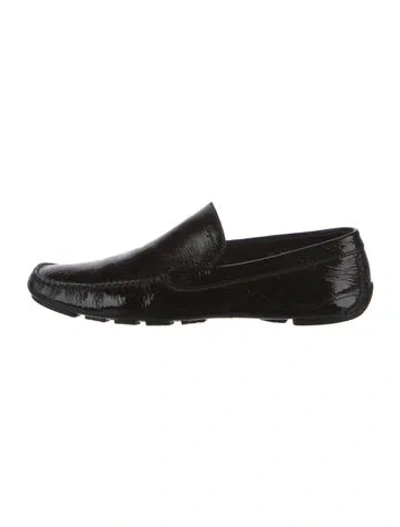 Pre-owned Ferragamo Patent Leather Drivers In Black