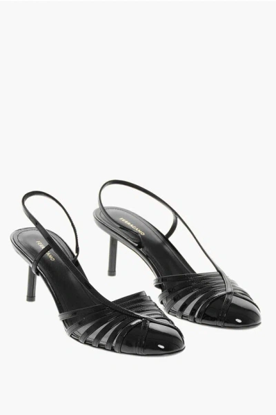 Ferragamo Patent Leather Edyna Slingbacks With Stiletto Heel 6cm In Black