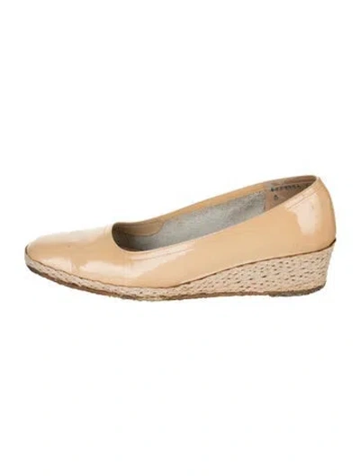 Pre-owned Ferragamo Patent Leather Espadrilles In Neutrals