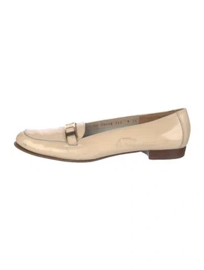 Pre-owned Ferragamo Patent Leather Flats In Neutral