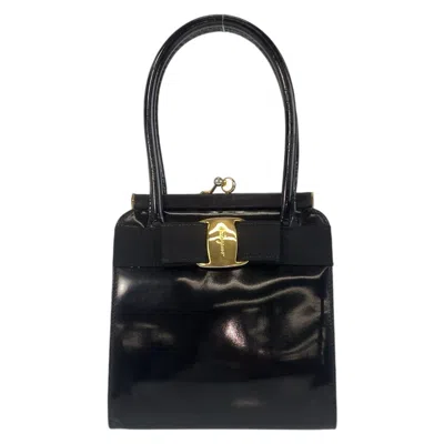 Pre-owned Ferragamo Patent Leather Handbag () In Black