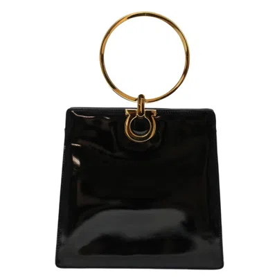 Pre-owned Ferragamo Patent Leather Handbag () In Black