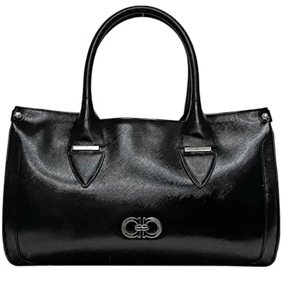 Pre-owned Ferragamo Patent Leather Handbag Tote Bag () In Black