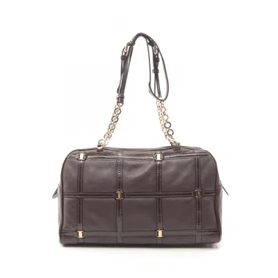 Pre-owned Ferragamo Patent Leather Leather Handbag () In Brown
