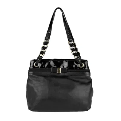 Pre-owned Ferragamo Patent Leather Leather Shoulder Bag () In Black
