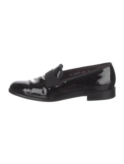 Pre-owned Ferragamo Patent Leather Loafers In Black