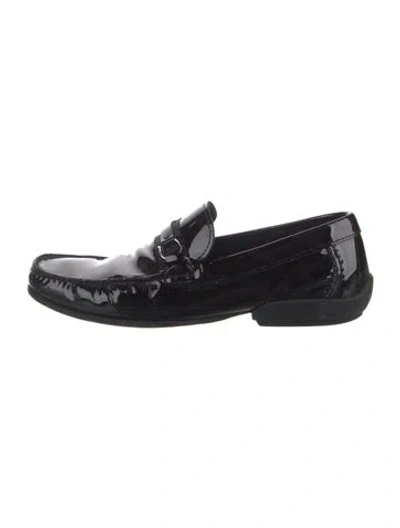Pre-owned Ferragamo Patent Leather Loafers In Black
