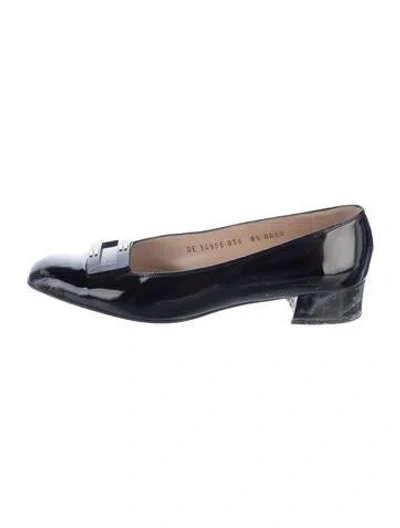 Pre-owned Ferragamo Patent Leather Loafers In Black