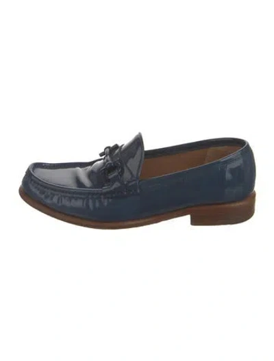 Pre-owned Ferragamo Patent Leather Loafers In Blue