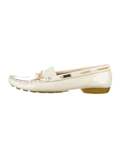 Pre-owned Ferragamo Patent Leather Loafers In Neutral