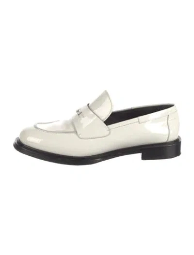Pre-owned Ferragamo Patent Leather Loafers In White