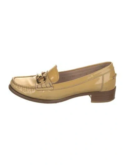 Pre-owned Ferragamo Patent Leather Loafers In Yellow