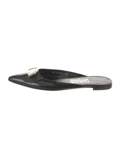 Pre-owned Ferragamo Patent Leather Mules In Black