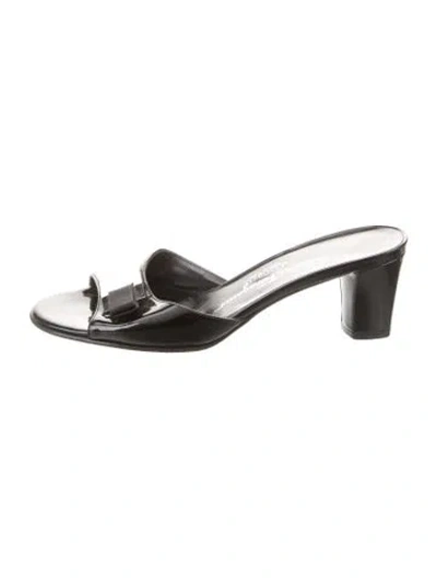 Pre-owned Ferragamo Patent Leather Mules In Black