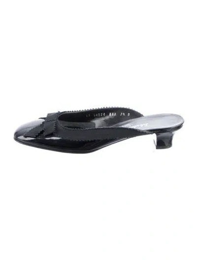 Pre-owned Ferragamo Patent Leather Mules In Black