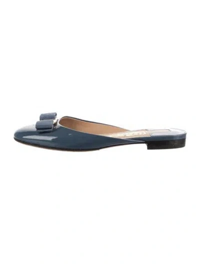 Pre-owned Ferragamo Patent Leather Mules In Blue