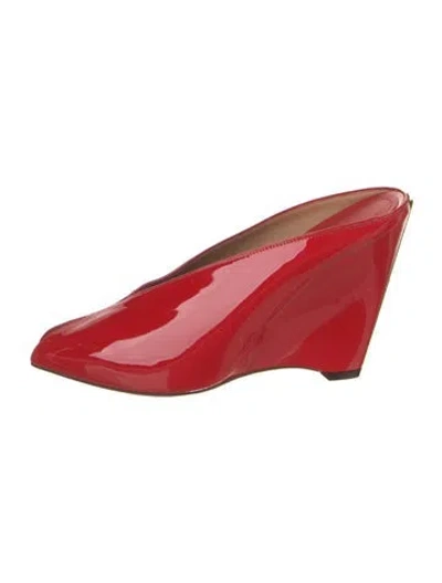 Pre-owned Ferragamo Patent Leather Mules In Red