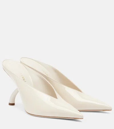 Ferragamo Patent Leather Mules In White