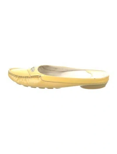 Pre-owned Ferragamo Patent Leather Mules In Yellow
