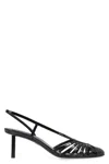 Ferragamo Glossy Strappy Pumps With Patent Accents In Black